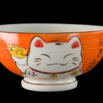 Zöld kawaii Maneki Neko rizses tál kerámiából